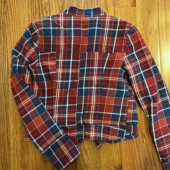 Rubbish Red Navy Plaid Button Front Crop Jacket - Picture 7 of 7